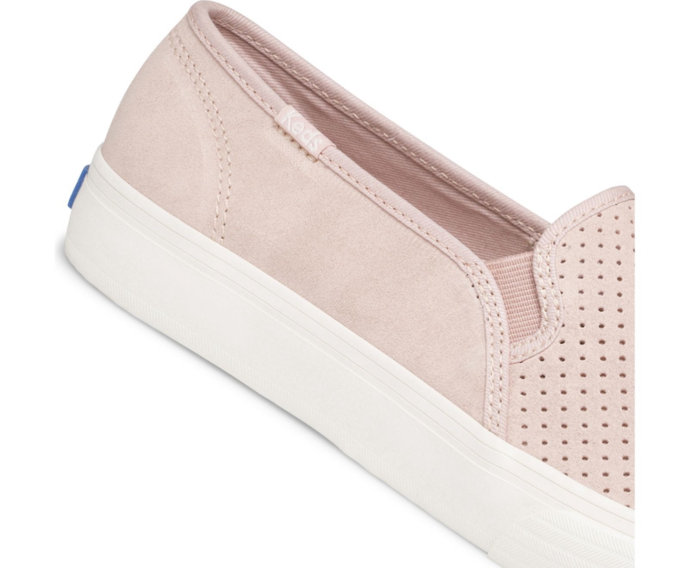 Slip Ons Keds Mujer Rosas - Double Decker Perf Suede - 318-AKGTJY